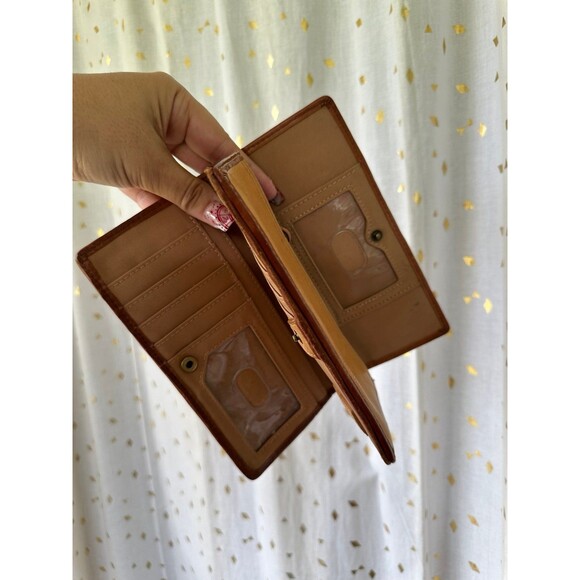 Fossil Mix Media Stud Embellished Leather Suede Patchwork Dual Bi-Fold Wallet - Picture 8 of 11